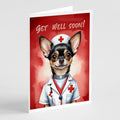 Black and Tan Chihuahua Get Well Soon Greeting Cards Pack of 8 Blank Cards with Envelopes Whimsical A7 Size 5x7