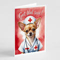 Chihuahua Get Well Soon Greeting Cards Pack of 8 Blank Cards with Envelopes Whimsical A7 Size 5x7