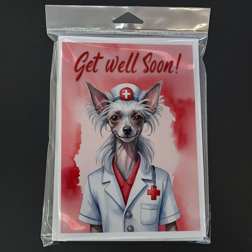 Chinese Crested Get Well Soon Greeting Cards Pack of 8 Blank Cards with Envelopes Whimsical A7 Size 5x7