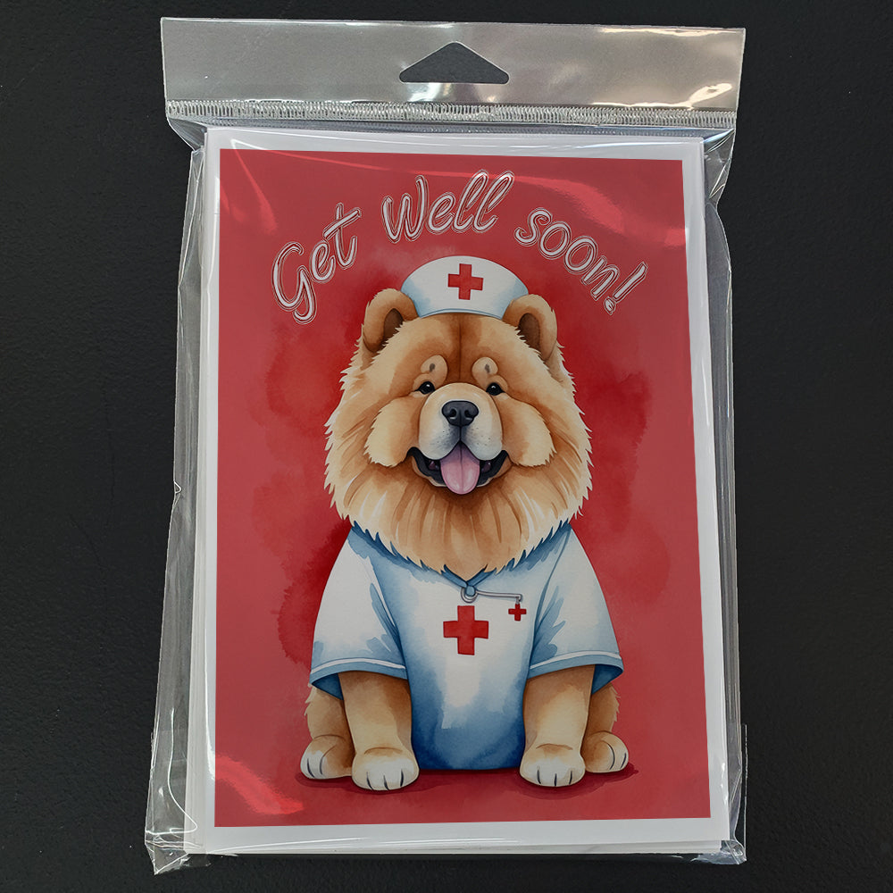 Chow Chow Get Well Soon Greeting Cards Pack of 8 Blank Cards with Envelopes Whimsical A7 Size 5x7