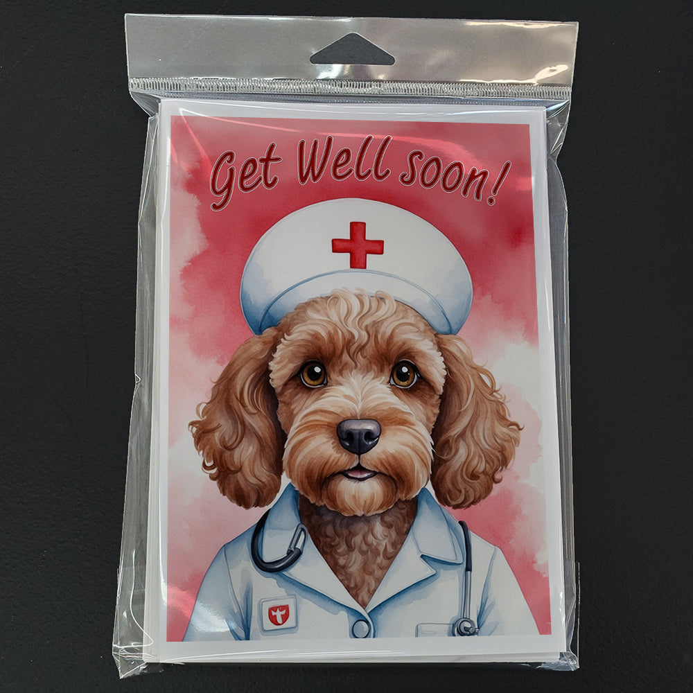 Cockapoo Get Well Soon Greeting Cards Pack of 8 Blank Cards with Envelopes Whimsical A7 Size 5x7