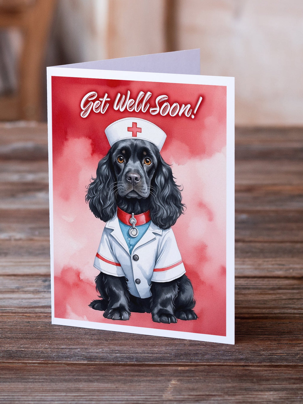 Black Cocker Spaniel Get Well Soon Greeting Cards Pack of 8 Blank Cards with Envelopes Whimsical A7 Size 5x7
