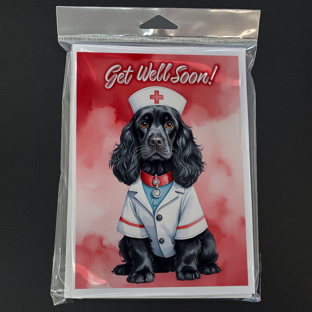 Black Cocker Spaniel Get Well Soon Greeting Cards Pack of 8 Blank Cards with Envelopes Whimsical A7 Size 5x7