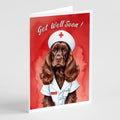 Chocolate Cocker Spaniel Get Well Soon Greeting Cards Pack of 8 Blank Cards with Envelopes Whimsical A7 Size 5x7