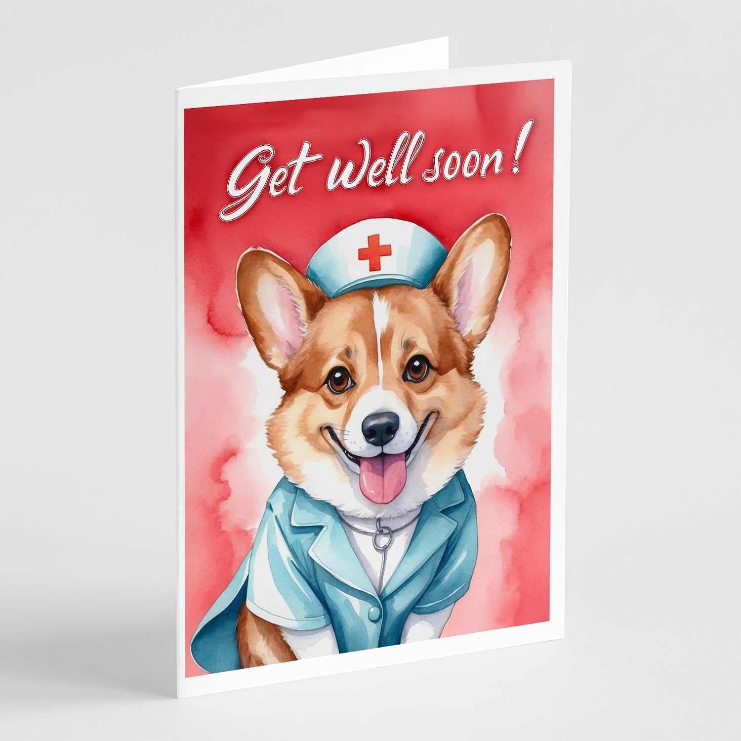 Corgi Get Well Soon Greeting Cards Pack of 8 Blank Cards with Envelopes Whimsical A7 Size 5x7