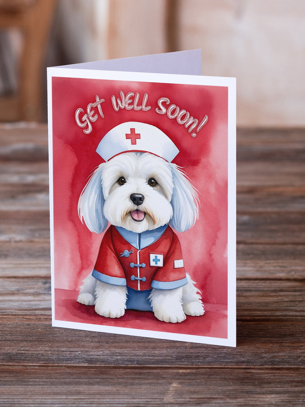 Coton De Tulear Get Well Soon Greeting Cards Pack of 8 Blank Cards with Envelopes Whimsical A7 Size 5x7