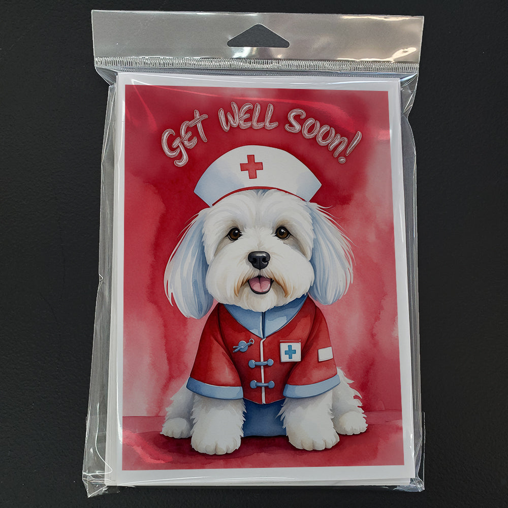 Coton De Tulear Get Well Soon Greeting Cards Pack of 8 Blank Cards with Envelopes Whimsical A7 Size 5x7