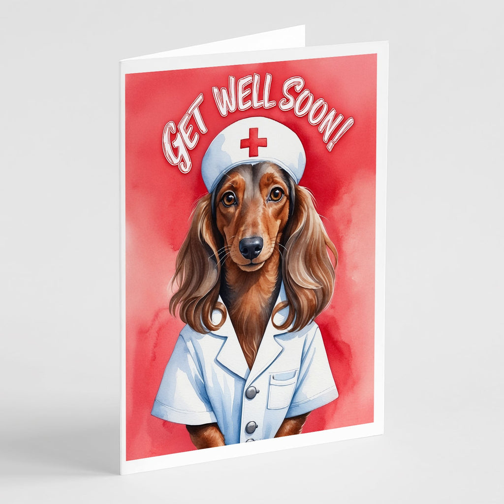 Dachshund Get Well Soon Greeting Cards Pack of 8 Blank Cards with Envelopes Whimsical A7 Size 5x7