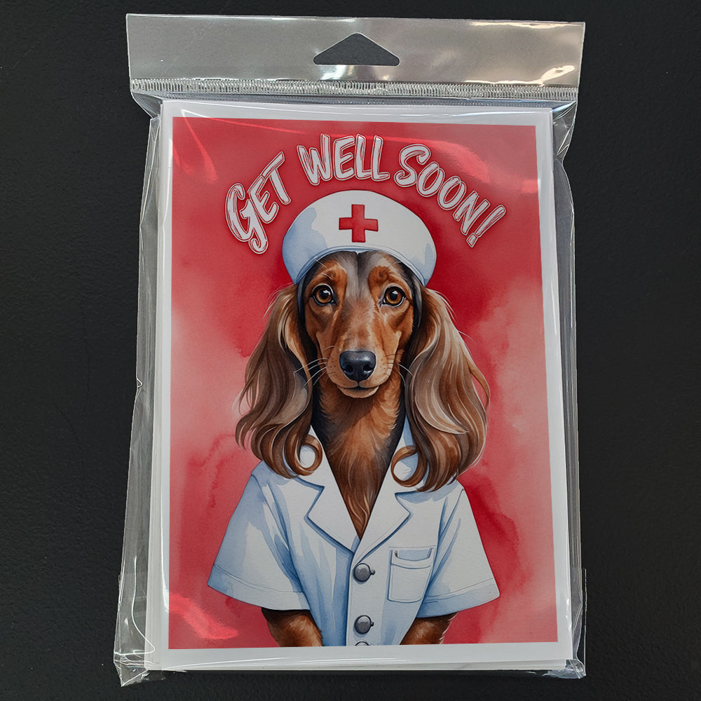Dachshund Get Well Soon Greeting Cards Pack of 8 Blank Cards with Envelopes Whimsical A7 Size 5x7