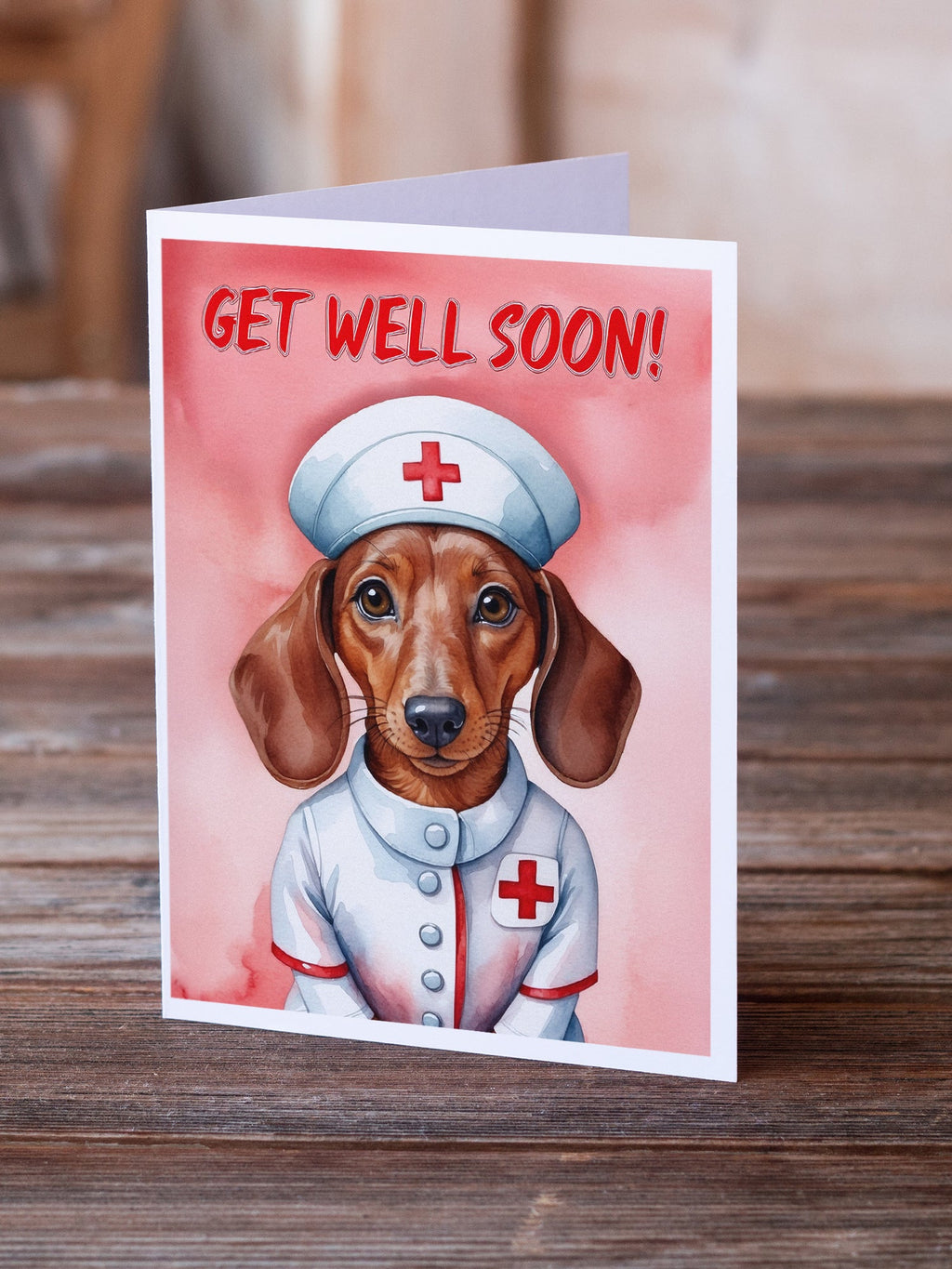 Dachshund Get Well Soon Greeting Cards Pack of 8 Blank Cards with Envelopes Whimsical A7 Size 5x7