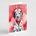 Dalmatian Get Well Soon Greeting Cards Pack of 8 Blank Cards with Envelopes Whimsical A7 Size 5x7