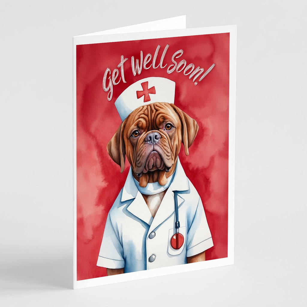 Dogue De Bordeaux Get Well Soon Greeting Cards Pack of 8 Blank Cards with Envelopes Whimsical A7 Size 5x7