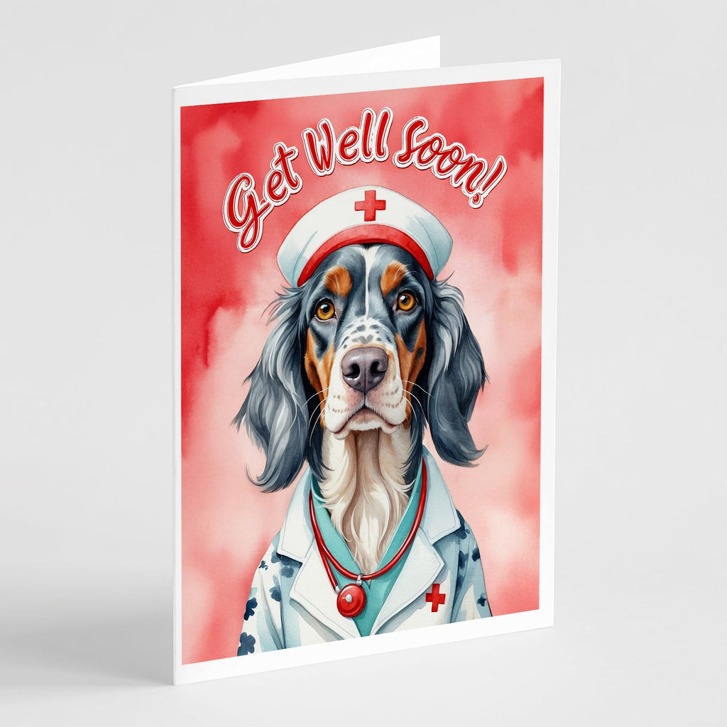 English Setter Get Well Soon Greeting Cards Pack of 8 Blank Cards with Envelopes Whimsical A7 Size 5x7