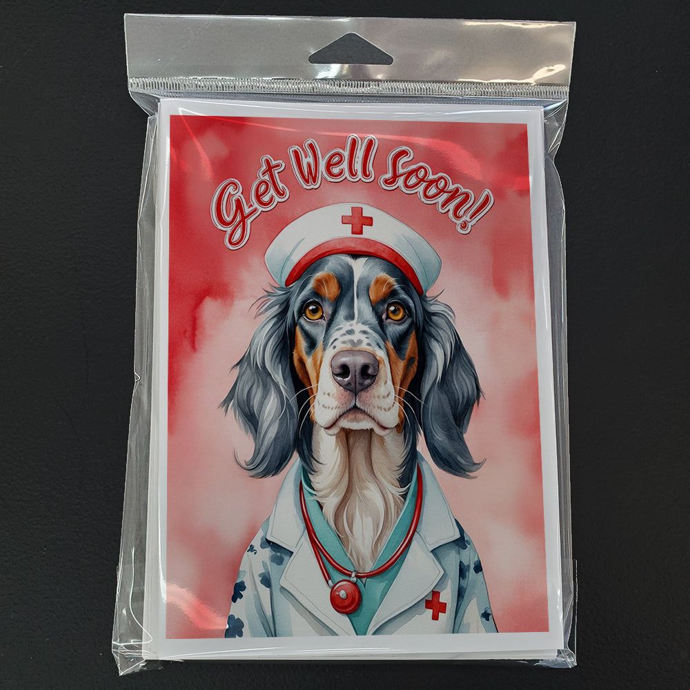 English Setter Get Well Soon Greeting Cards Pack of 8 Blank Cards with Envelopes Whimsical A7 Size 5x7