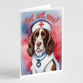 English Springer Spaniel Get Well Soon Greeting Cards Pack of 8 Blank Cards with Envelopes Whimsical A7 Size 5x7
