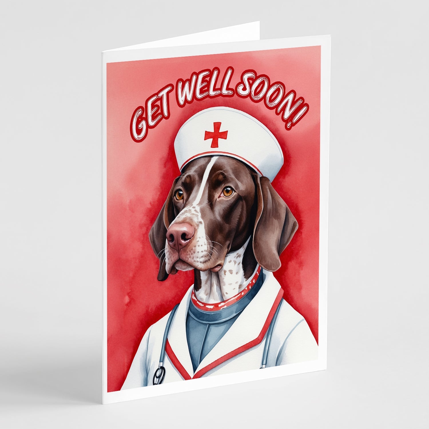 German Shorthaired Pointer Get Well Soon Greeting Cards Pack of 8 Blank Cards with Envelopes Whimsical A7 Size 5x7