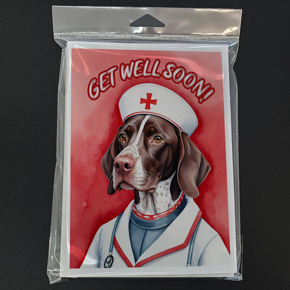 German Shorthaired Pointer Get Well Soon Greeting Cards Pack of 8 Blank Cards with Envelopes Whimsical A7 Size 5x7