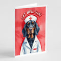 Gordon Setter Get Well Soon Greeting Cards Pack of 8 Blank Cards with Envelopes Whimsical A7 Size 5x7