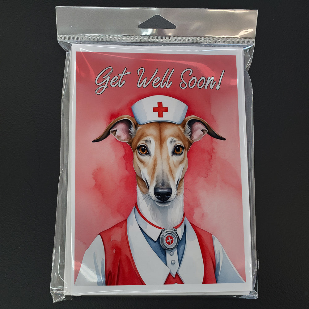 Greyhound Get Well Soon Greeting Cards Pack of 8 Blank Cards with Envelopes Whimsical A7 Size 5x7