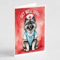 Keeshond Get Well Soon Greeting Cards Pack of 8 Blank Cards with Envelopes Whimsical A7 Size 5x7