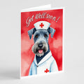Kerry Blue Terrier Get Well Soon Greeting Cards Pack of 8 Blank Cards with Envelopes Whimsical A7 Size 5x7