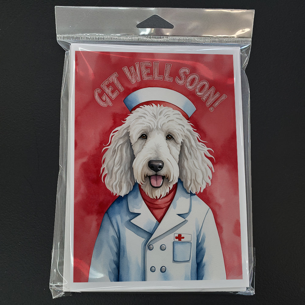 Komondor Get Well Soon Greeting Cards Pack of 8 Blank Cards with Envelopes Whimsical A7 Size 5x7
