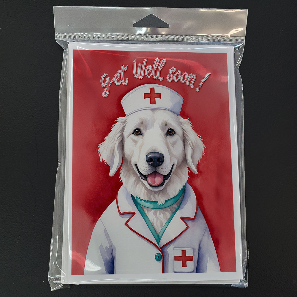 Kuvasz Get Well Soon Greeting Cards Pack of 8 Blank Cards with Envelopes Whimsical A7 Size 5x7