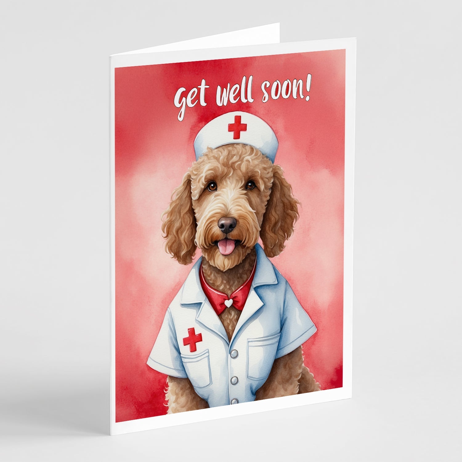 Labradoodle Get Well Soon Greeting Cards Pack of 8 Blank Cards with Envelopes Whimsical A7 Size 5x7