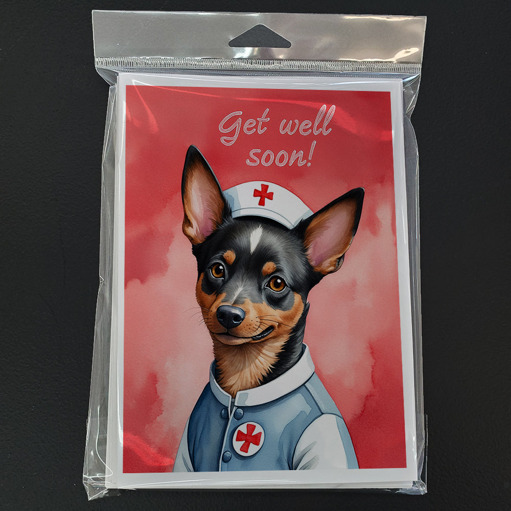 Lancashire Heeler Get Well Soon Greeting Cards Pack of 8 Blank Cards with Envelopes Whimsical A7 Size 5x7