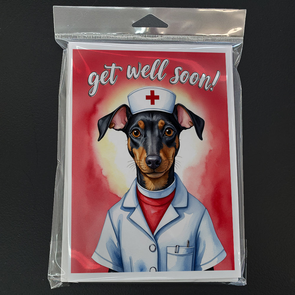 Manchester Terrier Get Well Soon Greeting Cards Pack of 8 Blank Cards with Envelopes Whimsical A7 Size 5x7