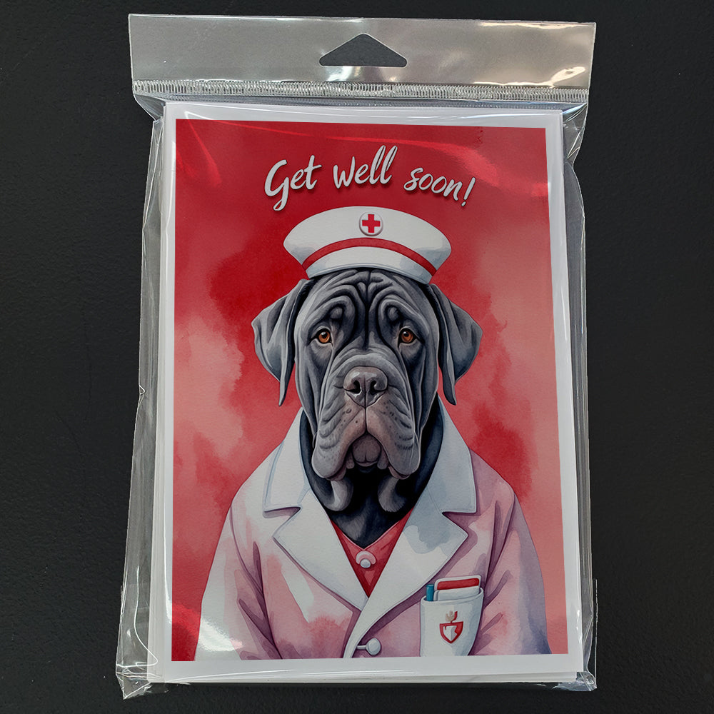 Neapolitan Mastiff Get Well Soon Greeting Cards Pack of 8 Blank Cards with Envelopes Whimsical A7 Size 5x7