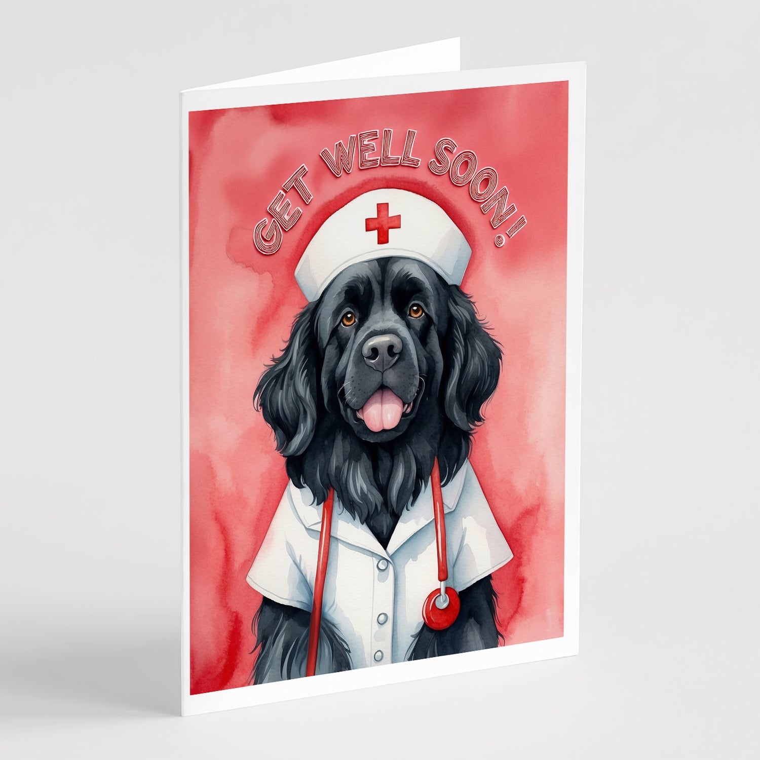 Newfoundland Get Well Soon Greeting Cards Pack of 8 Blank Cards with Envelopes Whimsical A7 Size 5x7