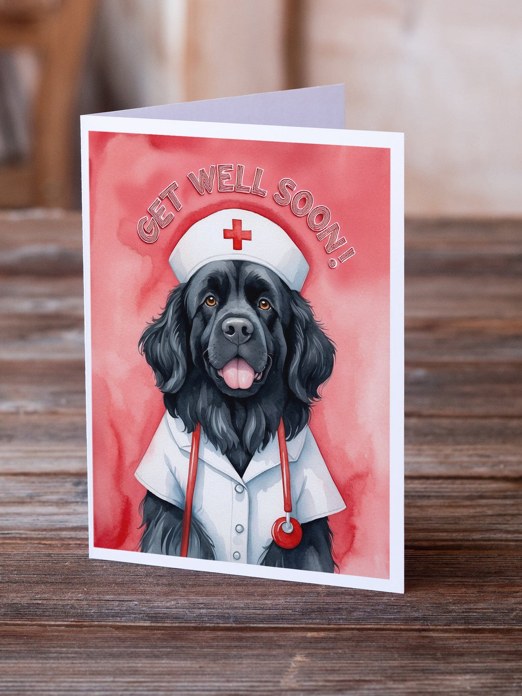 Newfoundland Get Well Soon Greeting Cards Pack of 8 Blank Cards with Envelopes Whimsical A7 Size 5x7