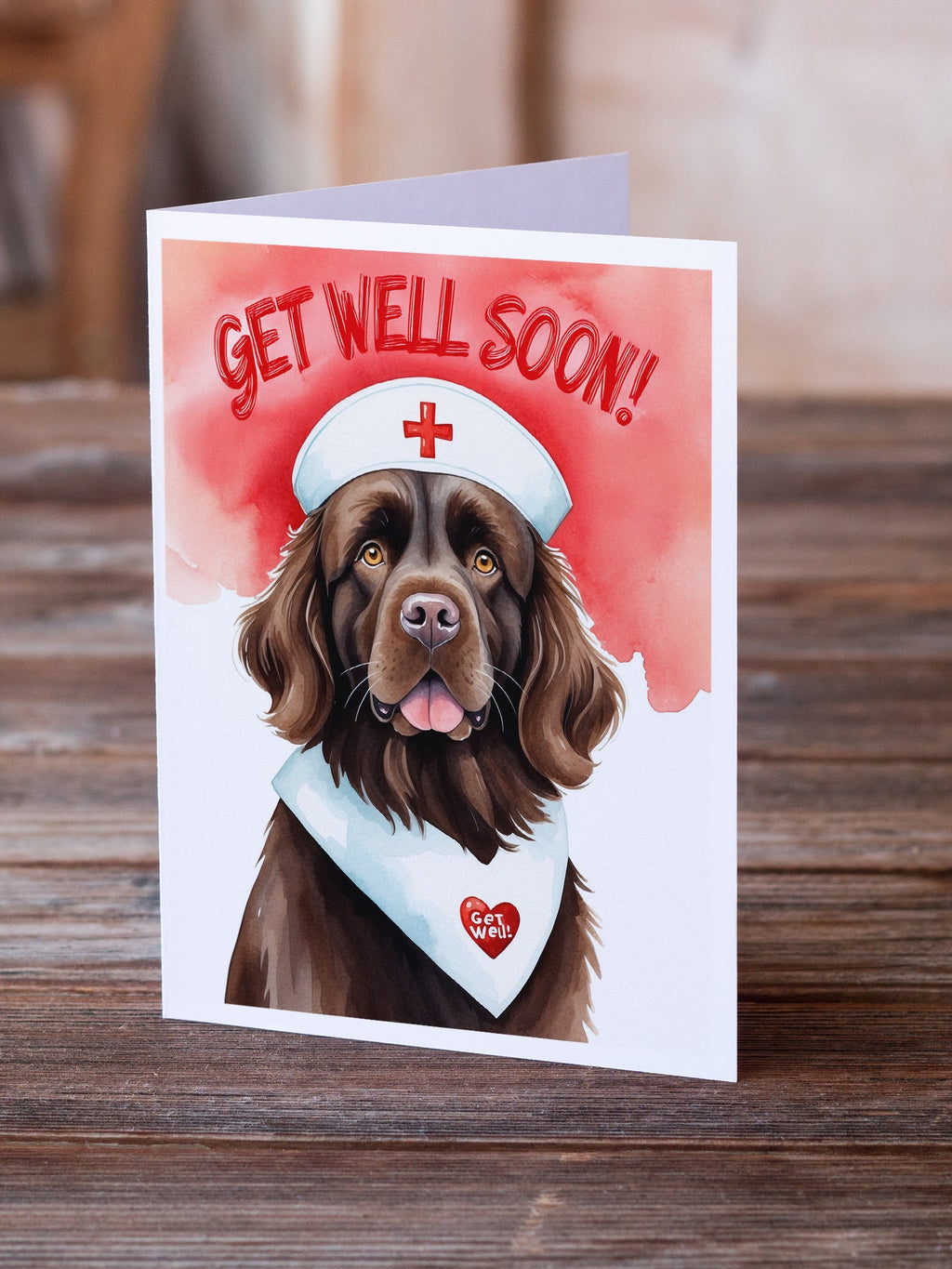 Newfoundland Get Well Soon Greeting Cards Pack of 8 Blank Cards with Envelopes Whimsical A7 Size 5x7