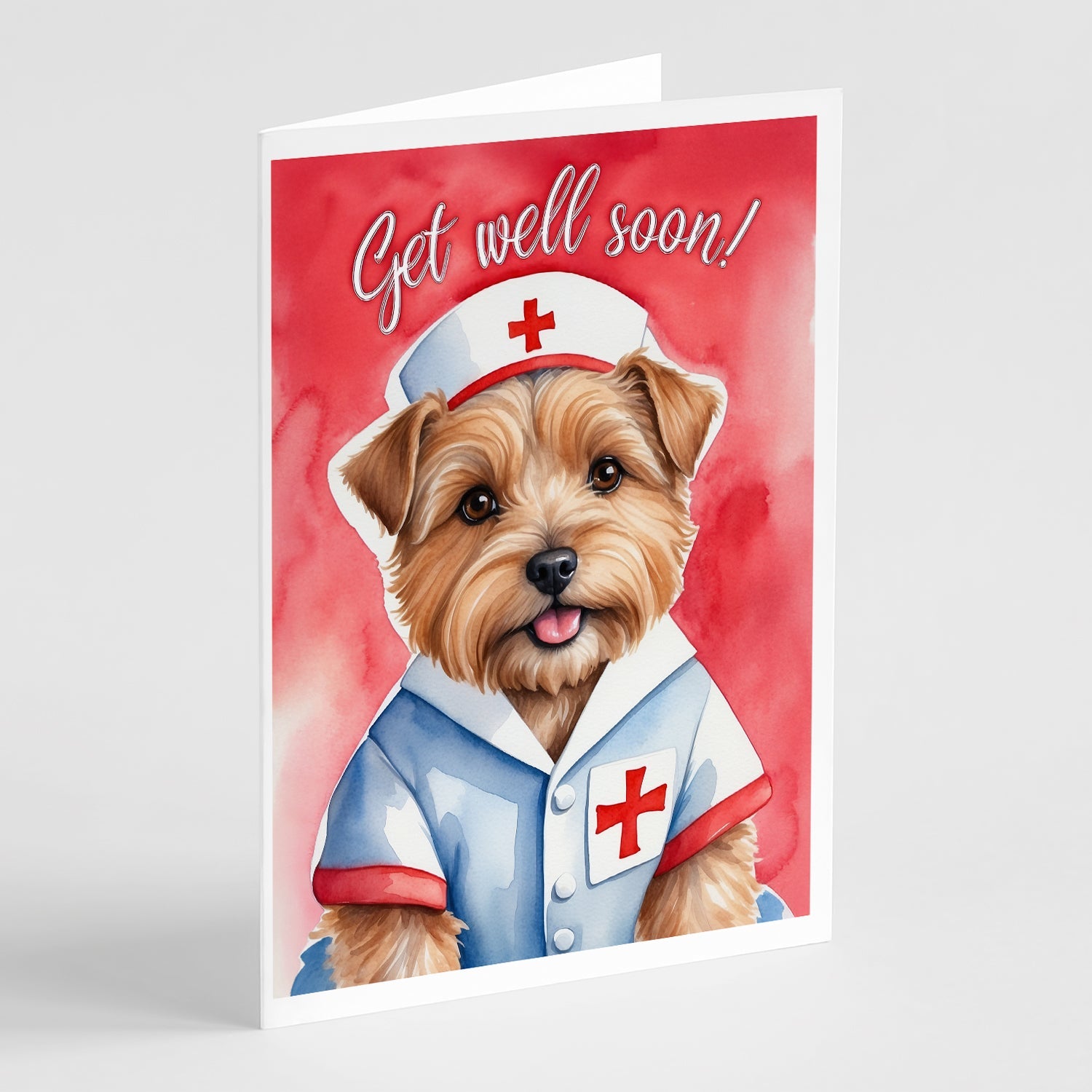 Norfolk Terrier Get Well Soon Greeting Cards Pack of 8 Blank Cards with Envelopes Whimsical A7 Size 5x7