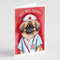 Pekingese Get Well Soon Greeting Cards Pack of 8 Blank Cards with Envelopes Whimsical A7 Size 5x7