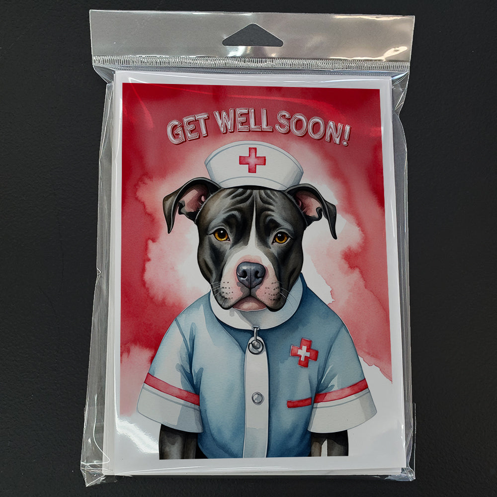 Pit Bull Terrier Get Well Soon Greeting Cards Pack of 8 Blank Cards with Envelopes Whimsical A7 Size 5x7