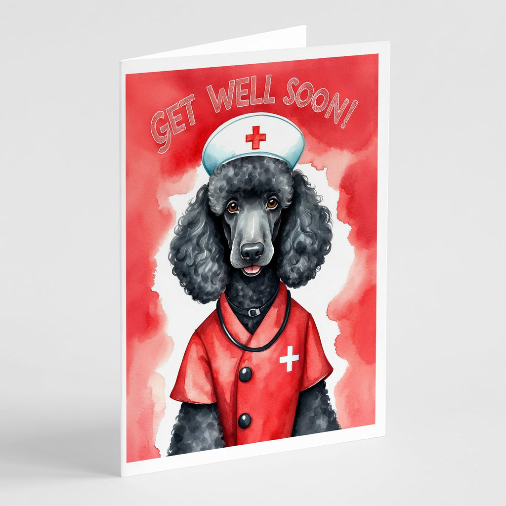 Poodle Get Well Soon Greeting Cards Pack of 8 Blank Cards with Envelopes Whimsical A7 Size 5x7
