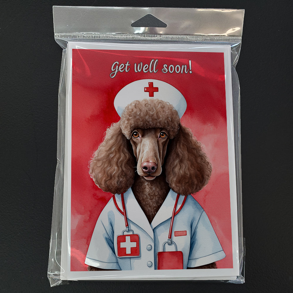 Poodle Get Well Soon Greeting Cards Pack of 8 Blank Cards with Envelopes Whimsical A7 Size 5x7