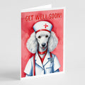 Poodle Get Well Soon Greeting Cards Pack of 8 Blank Cards with Envelopes Whimsical A7 Size 5x7
