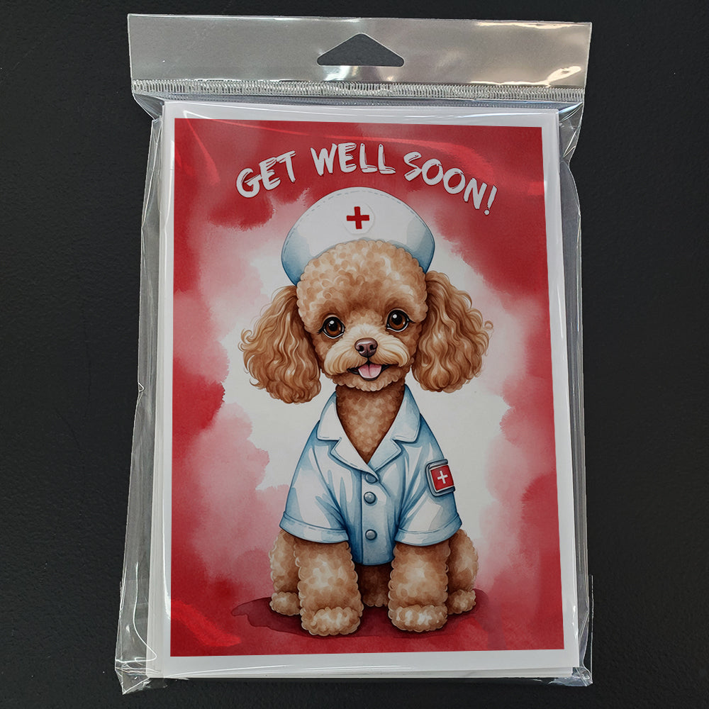 Poodle Get Well Soon Greeting Cards Pack of 8 Blank Cards with Envelopes Whimsical A7 Size 5x7