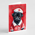 Black Pug Get Well Soon Greeting Cards Pack of 8 Blank Cards with Envelopes Whimsical A7 Size 5x7