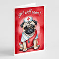 Pug Get Well Soon Greeting Cards Pack of 8 Blank Cards with Envelopes Whimsical A7 Size 5x7