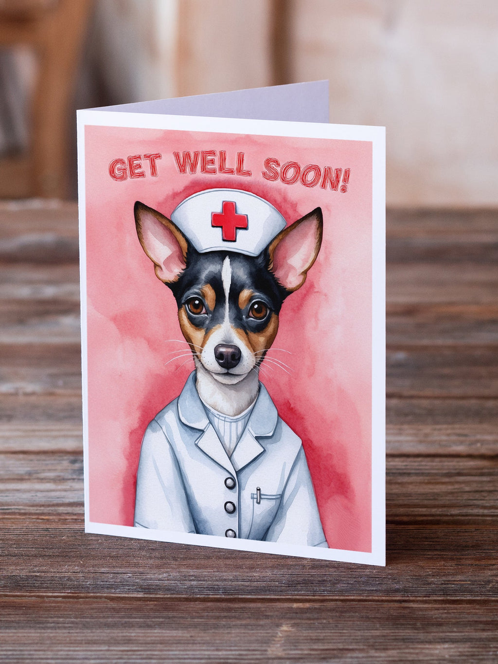 Rat Terrier Get Well Soon Greeting Cards Pack of 8 Blank Cards with Envelopes Whimsical A7 Size 5x7