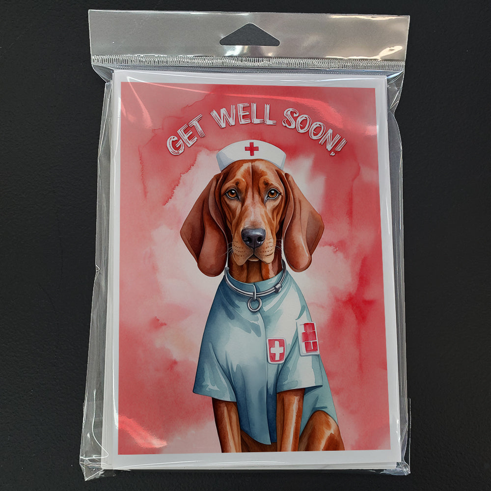 Redbone Coonhound Get Well Soon Greeting Cards Pack of 8 Blank Cards with Envelopes Whimsical A7 Size 5x7