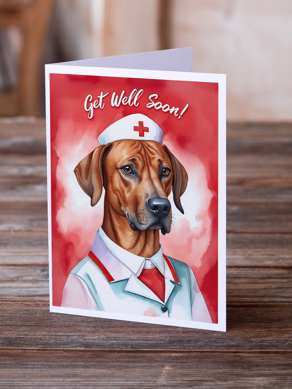 Rhodesian Ridgeback Get Well Soon Greeting Cards Pack of 8 Blank Cards with Envelopes Whimsical A7 Size 5x7