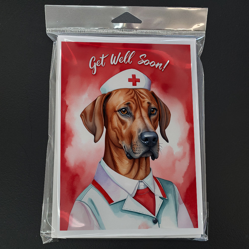 Rhodesian Ridgeback Get Well Soon Greeting Cards Pack of 8 Blank Cards with Envelopes Whimsical A7 Size 5x7