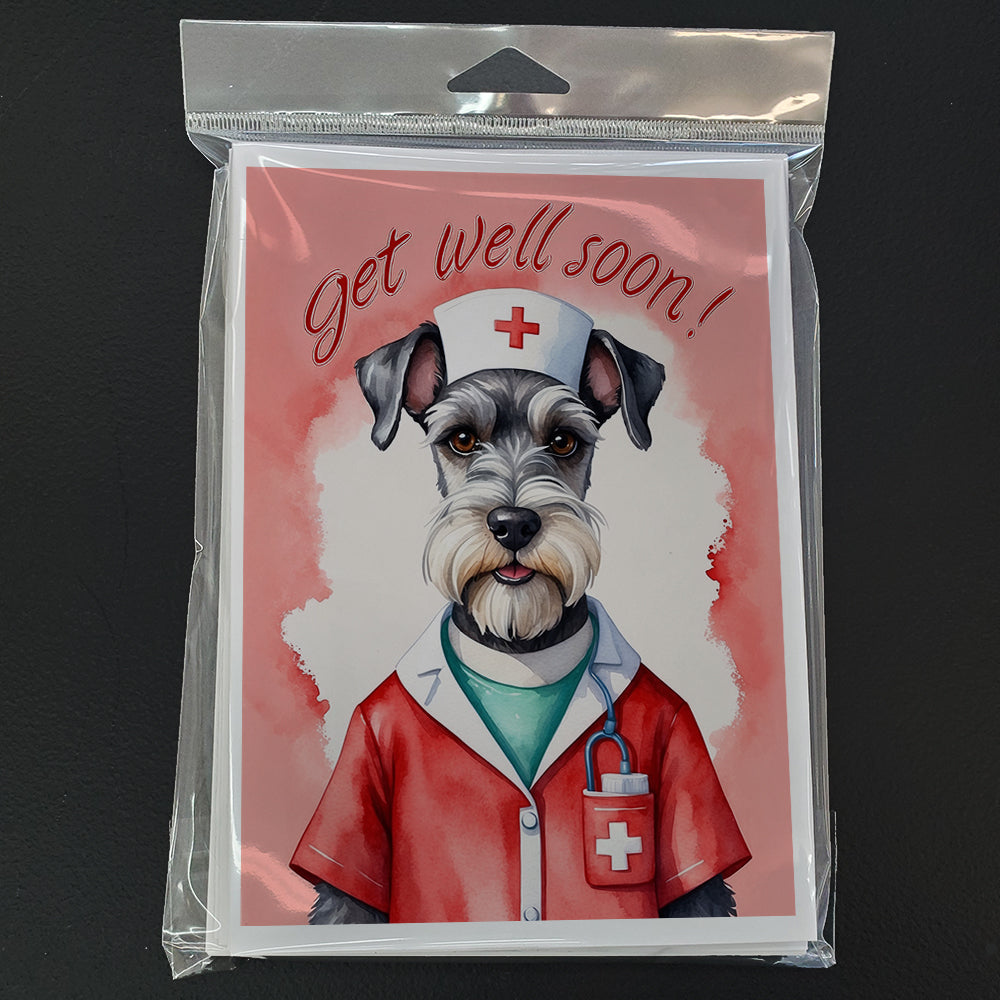 Schnauzer Get Well Soon Greeting Cards Pack of 8 Blank Cards with Envelopes Whimsical A7 Size 5x7