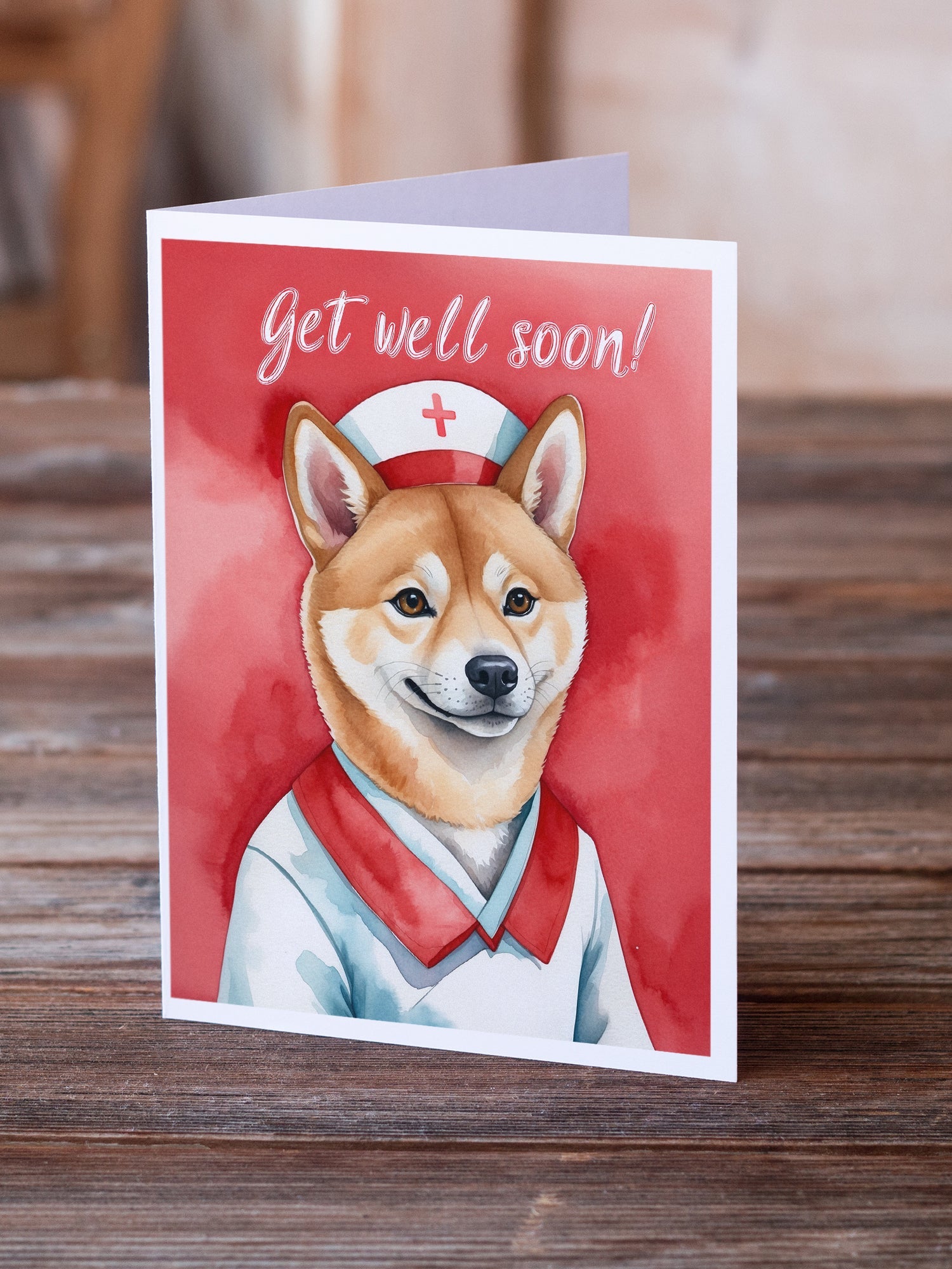 Shiba Inu Get Well Soon Greeting Cards Pack of 8 Blank Cards with Envelopes Whimsical A7 Size 5x7
