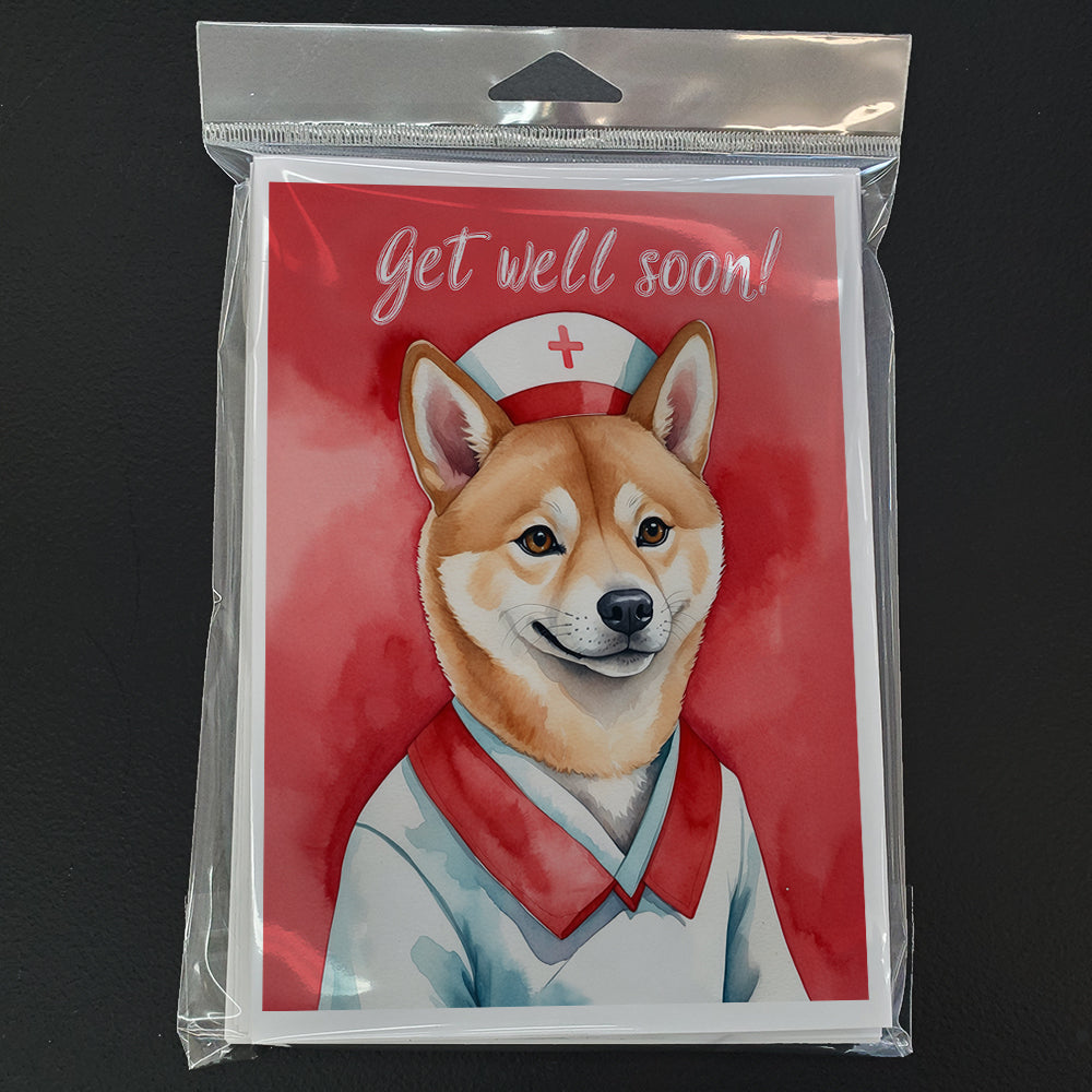 Shiba Inu Get Well Soon Greeting Cards Pack of 8 Blank Cards with Envelopes Whimsical A7 Size 5x7